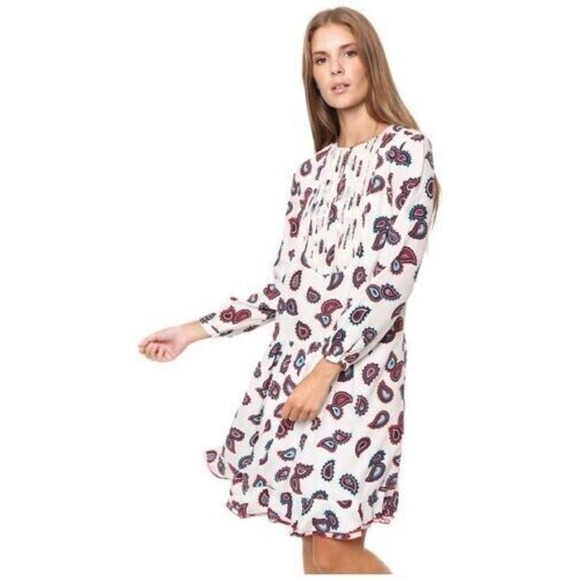 Tommy Hilfiger Ruth Paisley Print Dress 6 Shift Drop Waist Ruffle Hem Boho - Picture 1 of 8